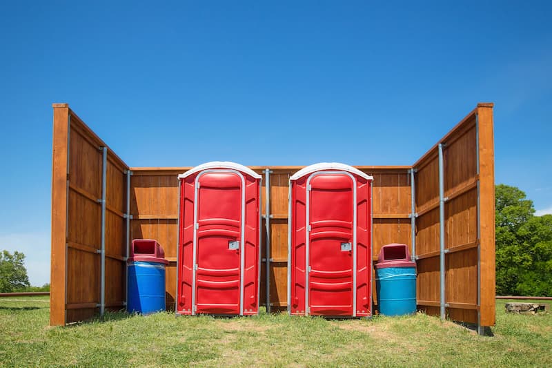 Short-term porta potty units staged for delivery in Walla Walla, Washington